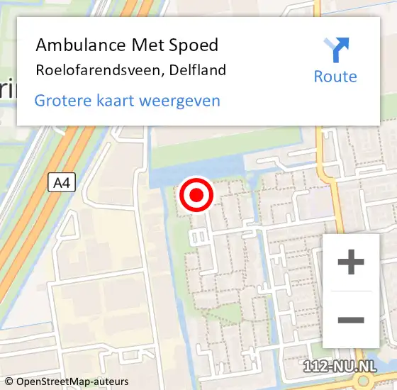 Locatie op kaart van de 112 melding: Ambulance Met Spoed Naar Roelofarendsveen, Delfland op 11 juli 2014 05:21