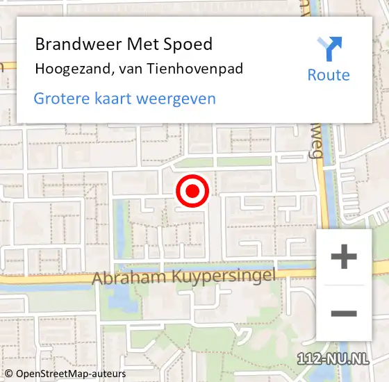 Locatie op kaart van de 112 melding: Brandweer Met Spoed Naar Hoogezand, van Tienhovenpad op 14 maart 2022 21:57