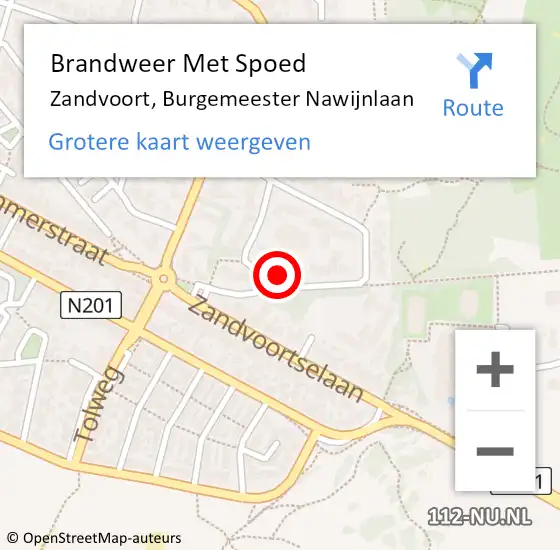 Locatie op kaart van de 112 melding: Brandweer Met Spoed Naar Zandvoort, Burgemeester Nawijnlaan op 14 maart 2022 22:00