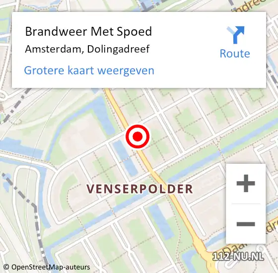 Locatie op kaart van de 112 melding: Brandweer Met Spoed Naar Amsterdam-Zuidoost, Dolingadreef op 14 maart 2022 22:01