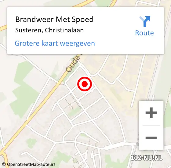 Locatie op kaart van de 112 melding: Brandweer Met Spoed Naar Susteren, Christinalaan op 14 maart 2022 22:06