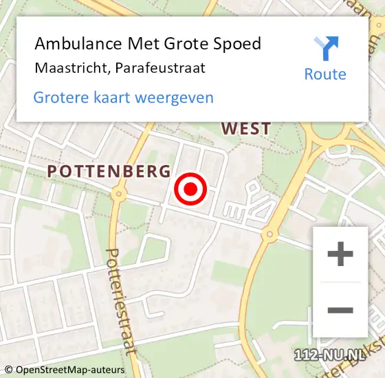 Locatie op kaart van de 112 melding: Ambulance Met Grote Spoed Naar Maastricht, Parafeustraat op 11 juli 2014 05:34