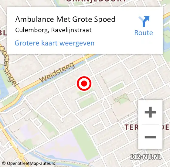 Locatie op kaart van de 112 melding: Ambulance Met Grote Spoed Naar Culemborg, Ravelijnstraat op 14 maart 2022 22:34