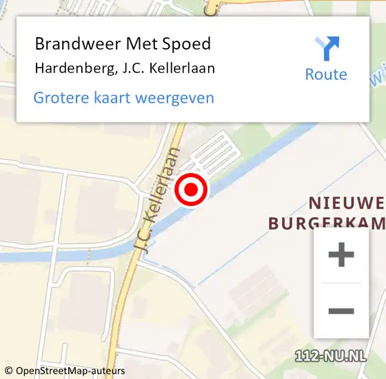 Locatie op kaart van de 112 melding: Brandweer Met Spoed Naar Hardenberg, J.C. Kellerlaan op 14 maart 2022 22:34