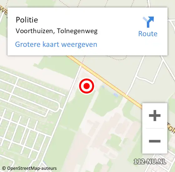 Locatie op kaart van de 112 melding: Politie Voorthuizen, Tolnegenweg op 14 maart 2022 22:43