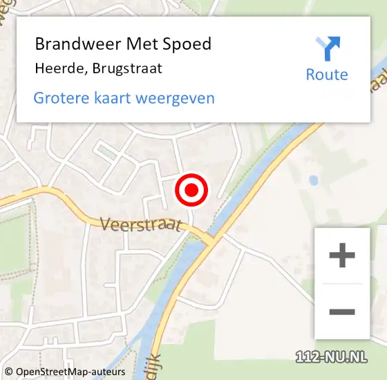 Locatie op kaart van de 112 melding: Brandweer Met Spoed Naar Heerde, Brugstraat op 14 maart 2022 22:48