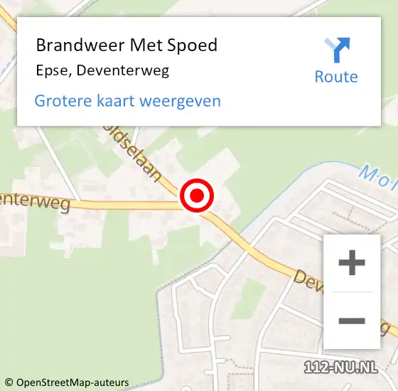 Locatie op kaart van de 112 melding: Brandweer Met Spoed Naar Epse, Deventerweg op 14 maart 2022 23:12