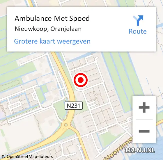 Locatie op kaart van de 112 melding: Ambulance Met Spoed Naar Nieuwkoop, Oranjelaan op 14 maart 2022 23:14