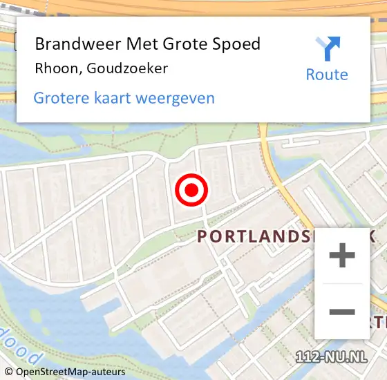 Locatie op kaart van de 112 melding: Brandweer Met Grote Spoed Naar Rhoon, Goudzoeker op 14 maart 2022 23:25