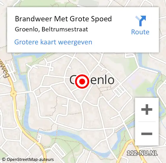 Locatie op kaart van de 112 melding: Brandweer Met Grote Spoed Naar Groenlo, Beltrumsestraat op 11 juli 2014 05:51