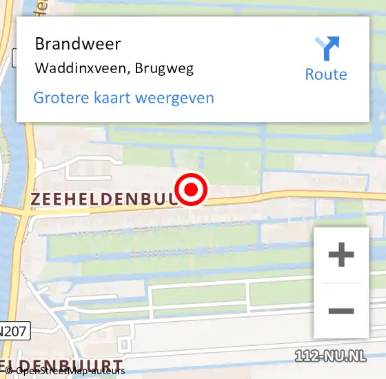 Locatie op kaart van de 112 melding: Brandweer Waddinxveen, Brugweg op 14 maart 2022 23:53