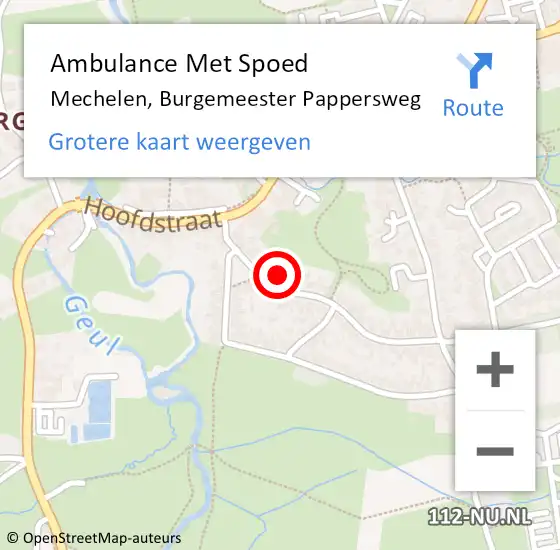 Locatie op kaart van de 112 melding: Ambulance Met Spoed Naar Mechelen, Burgemeester Pappersweg op 11 juli 2014 06:01