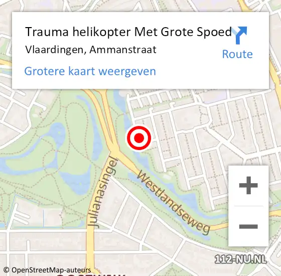 Locatie op kaart van de 112 melding: Trauma helikopter Met Grote Spoed Naar Vlaardingen, Ammanstraat op 15 maart 2022 00:39