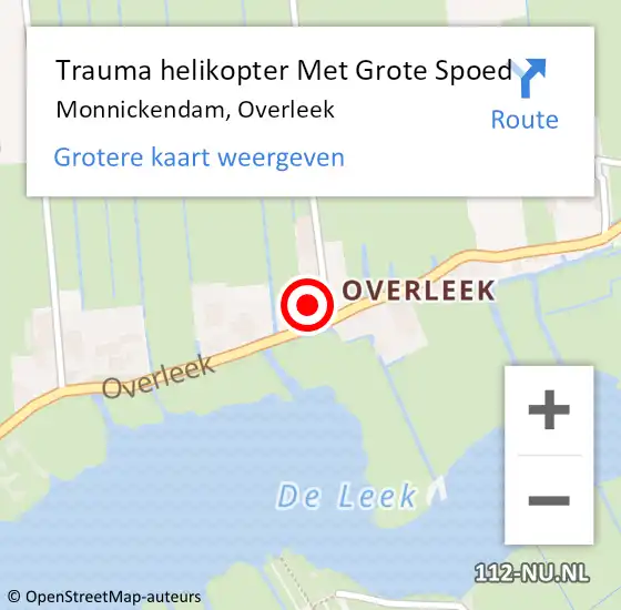 Locatie op kaart van de 112 melding: Trauma helikopter Met Grote Spoed Naar Monnickendam, Overleek op 15 maart 2022 01:43
