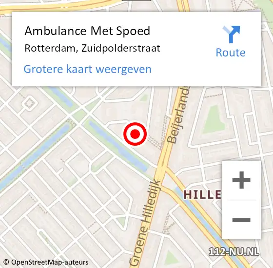 Locatie op kaart van de 112 melding: Ambulance Met Spoed Naar Rotterdam, Zuidpolderstraat op 15 maart 2022 02:04