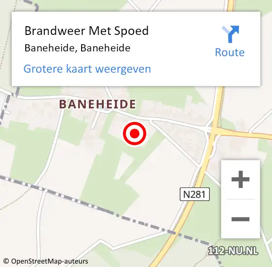 Locatie op kaart van de 112 melding: Brandweer Met Spoed Naar Baneheide, Baneheide op 15 maart 2022 03:04
