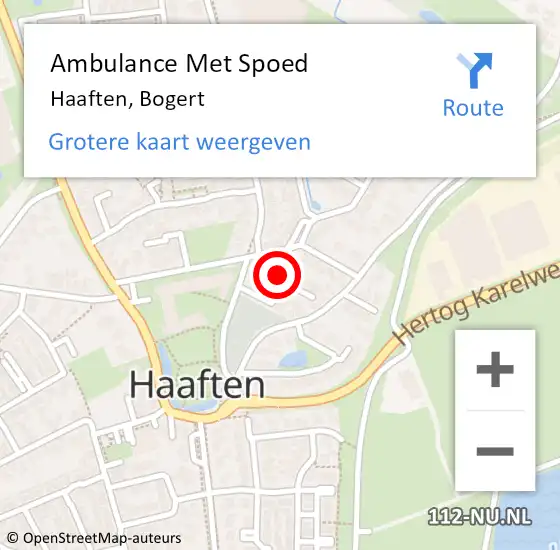 Locatie op kaart van de 112 melding: Ambulance Met Spoed Naar Haaften, Bogert op 15 maart 2022 03:56