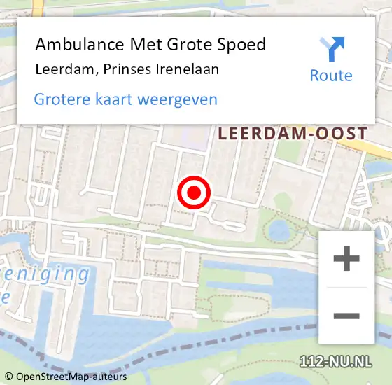 Locatie op kaart van de 112 melding: Ambulance Met Grote Spoed Naar Leerdam, Prinses Irenelaan op 15 maart 2022 04:59