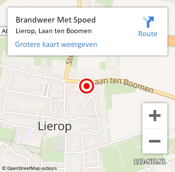 Locatie op kaart van de 112 melding: Brandweer Met Spoed Naar Lierop, Laan ten Boomen op 15 maart 2022 05:59