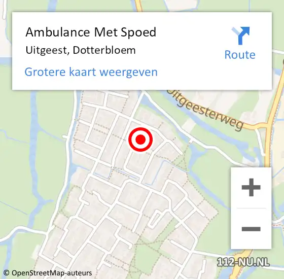 Locatie op kaart van de 112 melding: Ambulance Met Spoed Naar Uitgeest, Dotterbloem op 15 maart 2022 06:24