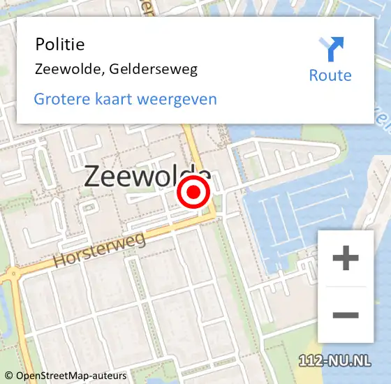 Locatie op kaart van de 112 melding: Politie Zeewolde, Gelderseweg op 15 maart 2022 06:42