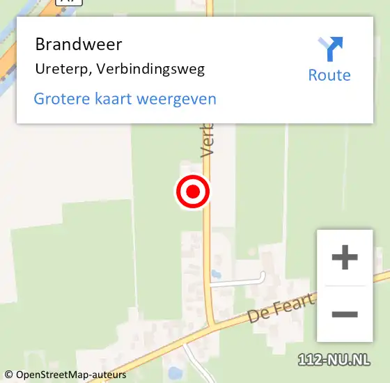 Locatie op kaart van de 112 melding: Brandweer Ureterp, Verbindingsweg op 15 maart 2022 06:51