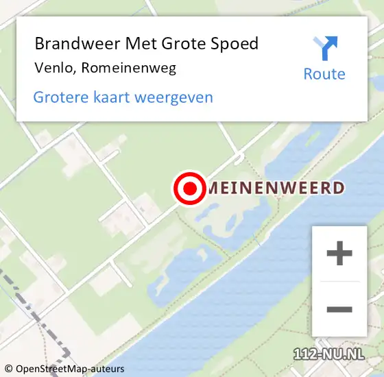 Locatie op kaart van de 112 melding: Brandweer Met Grote Spoed Naar Venlo, Romeinenweg op 15 maart 2022 07:01