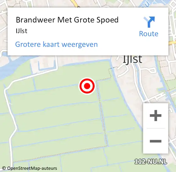 Locatie op kaart van de 112 melding: Brandweer Met Grote Spoed Naar IJlst op 11 juli 2014 06:51