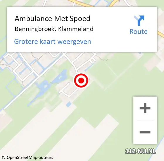 Locatie op kaart van de 112 melding: Ambulance Met Spoed Naar Benningbroek, Klammeland op 7 oktober 2013 22:04