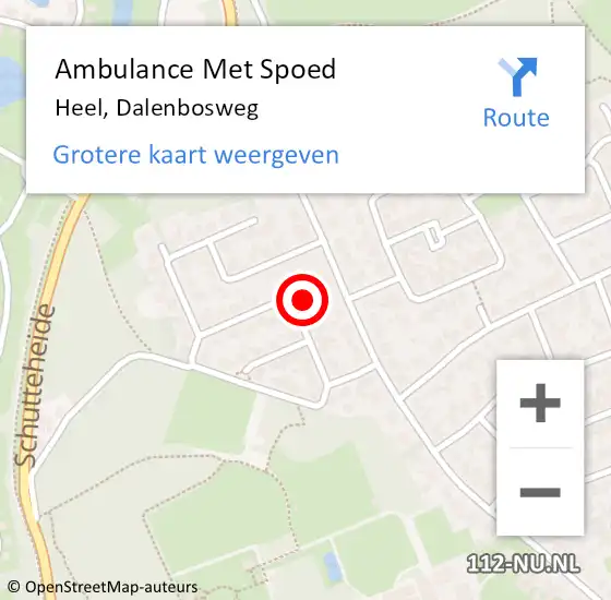 Locatie op kaart van de 112 melding: Ambulance Met Spoed Naar Heel, Dalenbosweg op 15 maart 2022 08:05