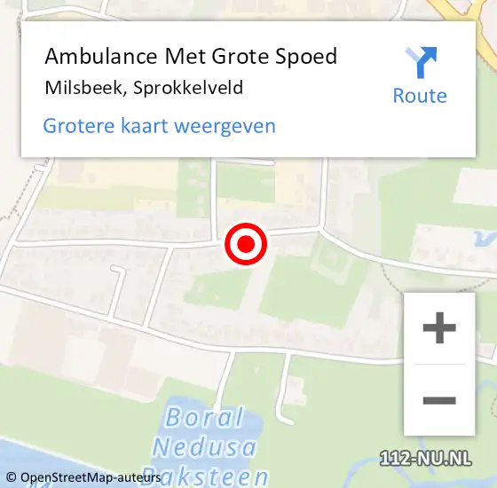 Locatie op kaart van de 112 melding: Ambulance Met Grote Spoed Naar Milsbeek, Sprokkelveld op 15 maart 2022 08:31