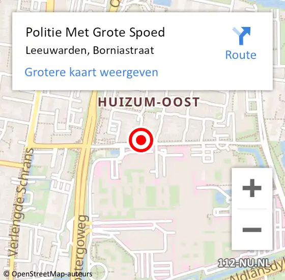 Locatie op kaart van de 112 melding: Politie Met Grote Spoed Naar Leeuwarden, Borniastraat op 15 maart 2022 08:41