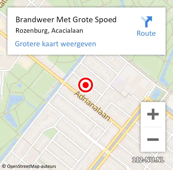 Locatie op kaart van de 112 melding: Brandweer Met Grote Spoed Naar Rozenburg, Acacialaan op 15 maart 2022 09:00