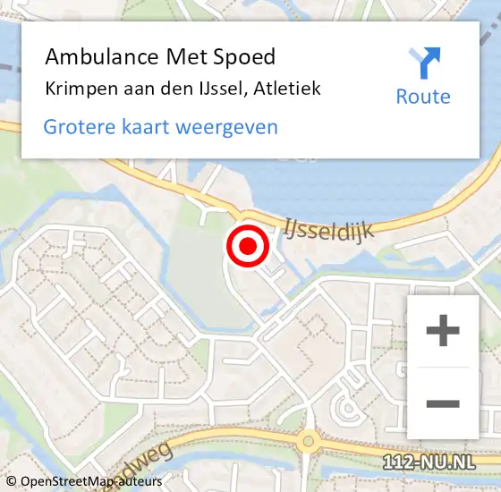 Locatie op kaart van de 112 melding: Ambulance Met Spoed Naar Krimpen aan den IJssel, Atletiek op 15 maart 2022 09:07