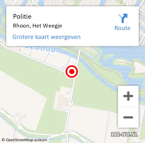 Locatie op kaart van de 112 melding: Politie Rhoon, Het Weegje op 15 maart 2022 09:07