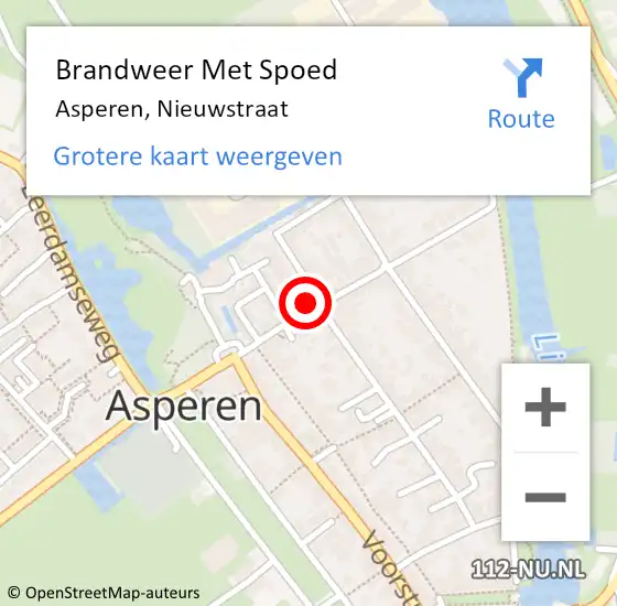 Locatie op kaart van de 112 melding: Brandweer Met Spoed Naar Asperen, Nieuwstraat op 15 maart 2022 09:40