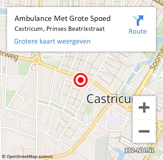 Locatie op kaart van de 112 melding: Ambulance Met Grote Spoed Naar Castricum, Prinses Beatrixstraat op 15 maart 2022 09:53