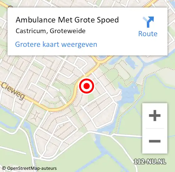 Locatie op kaart van de 112 melding: Ambulance Met Grote Spoed Naar Castricum, Groteweide op 15 maart 2022 09:59