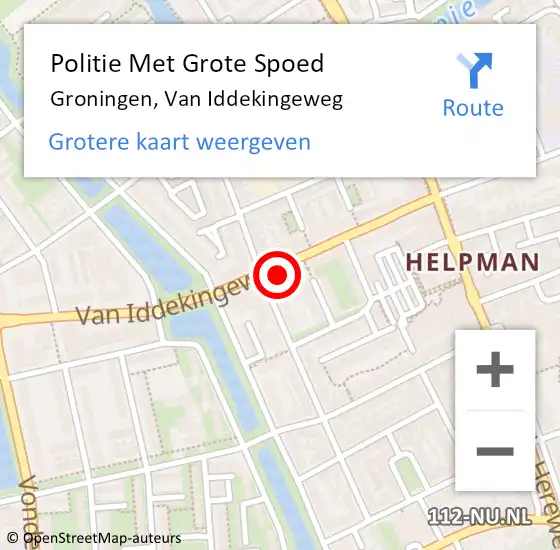 Locatie op kaart van de 112 melding: Politie Met Grote Spoed Naar Groningen, Van Iddekingeweg op 15 maart 2022 10:04