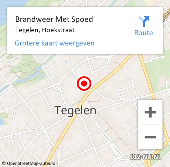 Locatie op kaart van de 112 melding: Brandweer Met Spoed Naar Tegelen, Hoekstraat op 15 maart 2022 10:08