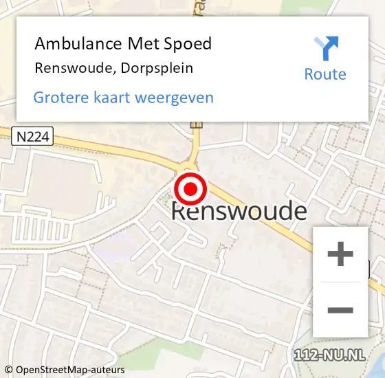 Locatie op kaart van de 112 melding: Ambulance Met Spoed Naar Renswoude, Dorpsplein op 15 maart 2022 10:15