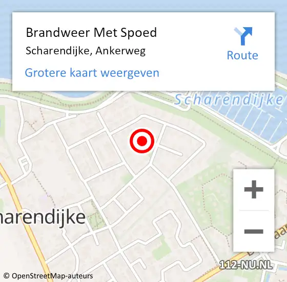 Locatie op kaart van de 112 melding: Brandweer Met Spoed Naar Scharendijke, Ankerweg op 15 maart 2022 10:32