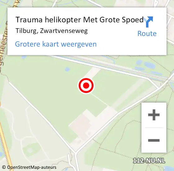 Locatie op kaart van de 112 melding: Trauma helikopter Met Grote Spoed Naar Tilburg, Zwartvenseweg op 15 maart 2022 10:44