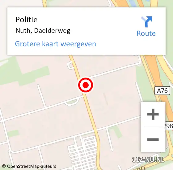 Locatie op kaart van de 112 melding: Politie Nuth, Daelderweg op 15 maart 2022 10:51