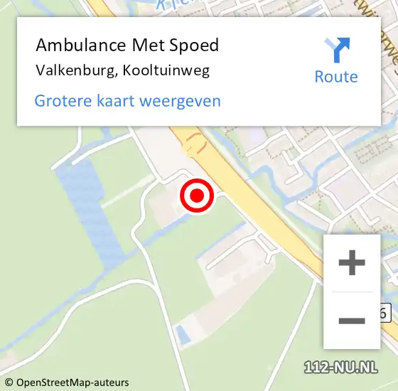 Locatie op kaart van de 112 melding: Ambulance Met Spoed Naar Valkenburg, Kooltuinweg op 15 maart 2022 10:55
