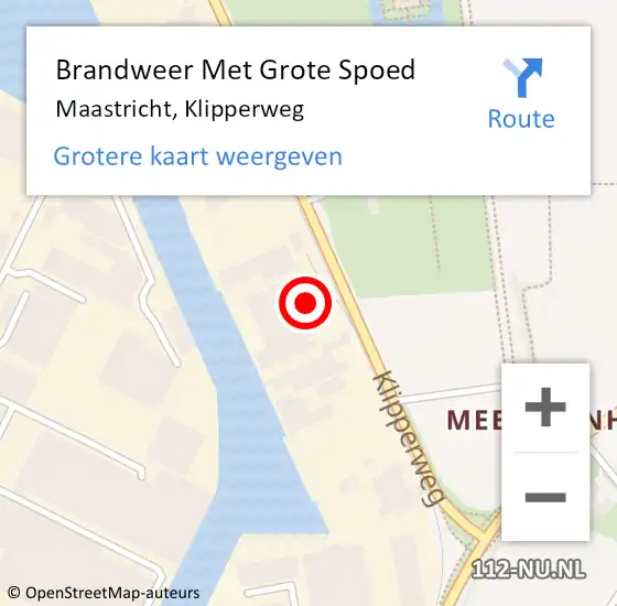 Locatie op kaart van de 112 melding: Brandweer Met Grote Spoed Naar Maastricht, Klipperweg op 15 maart 2022 10:55