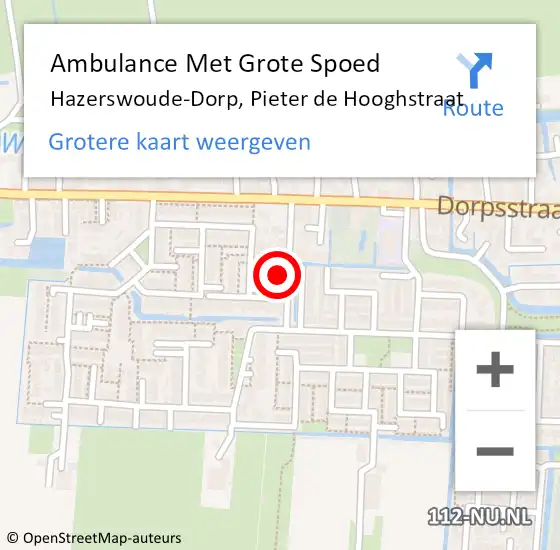 Locatie op kaart van de 112 melding: Ambulance Met Grote Spoed Naar Hazerswoude-Dorp, Pieter de Hooghstraat op 15 maart 2022 11:01