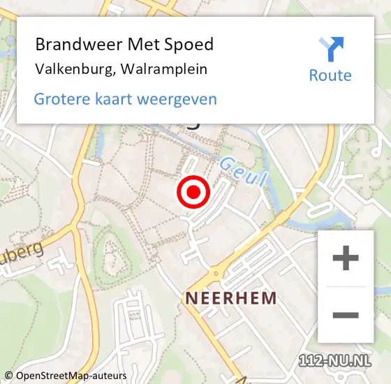 Locatie op kaart van de 112 melding: Brandweer Met Spoed Naar Valkenburg, Walramplein op 15 maart 2022 11:39