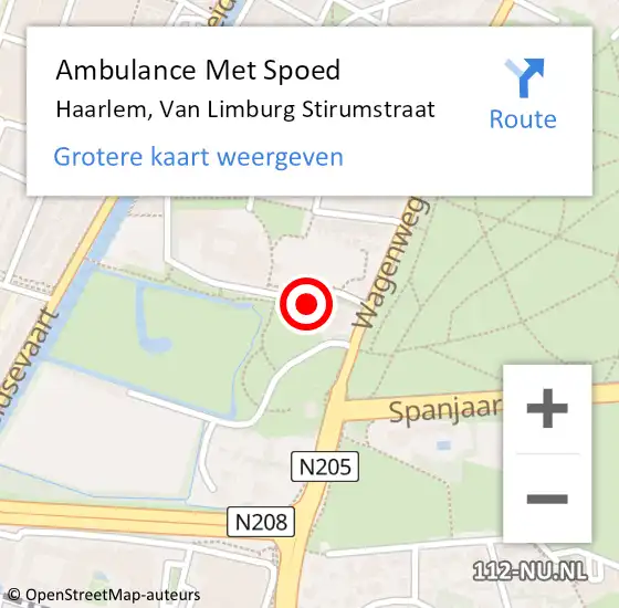 Locatie op kaart van de 112 melding: Ambulance Met Spoed Naar Haarlem, Van Limburg Stirumstraat op 15 maart 2022 11:48