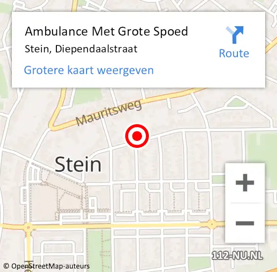 Locatie op kaart van de 112 melding: Ambulance Met Grote Spoed Naar Stein, Diependaalstraat op 11 juli 2014 07:43